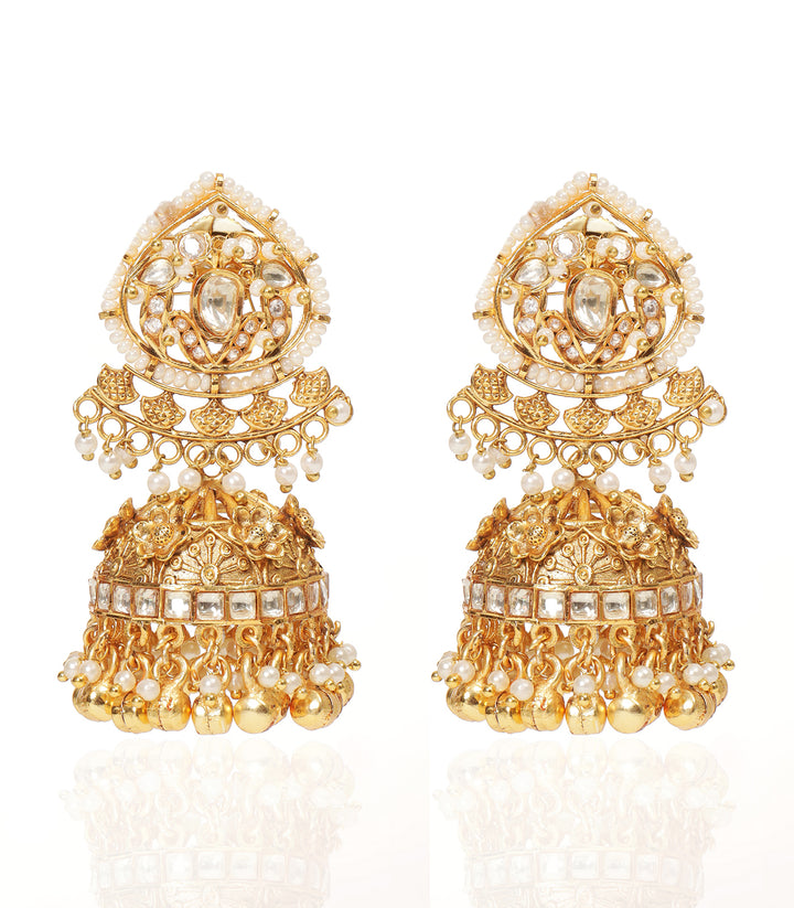 MEHER GOLD PLATED POLKI JHUMKA