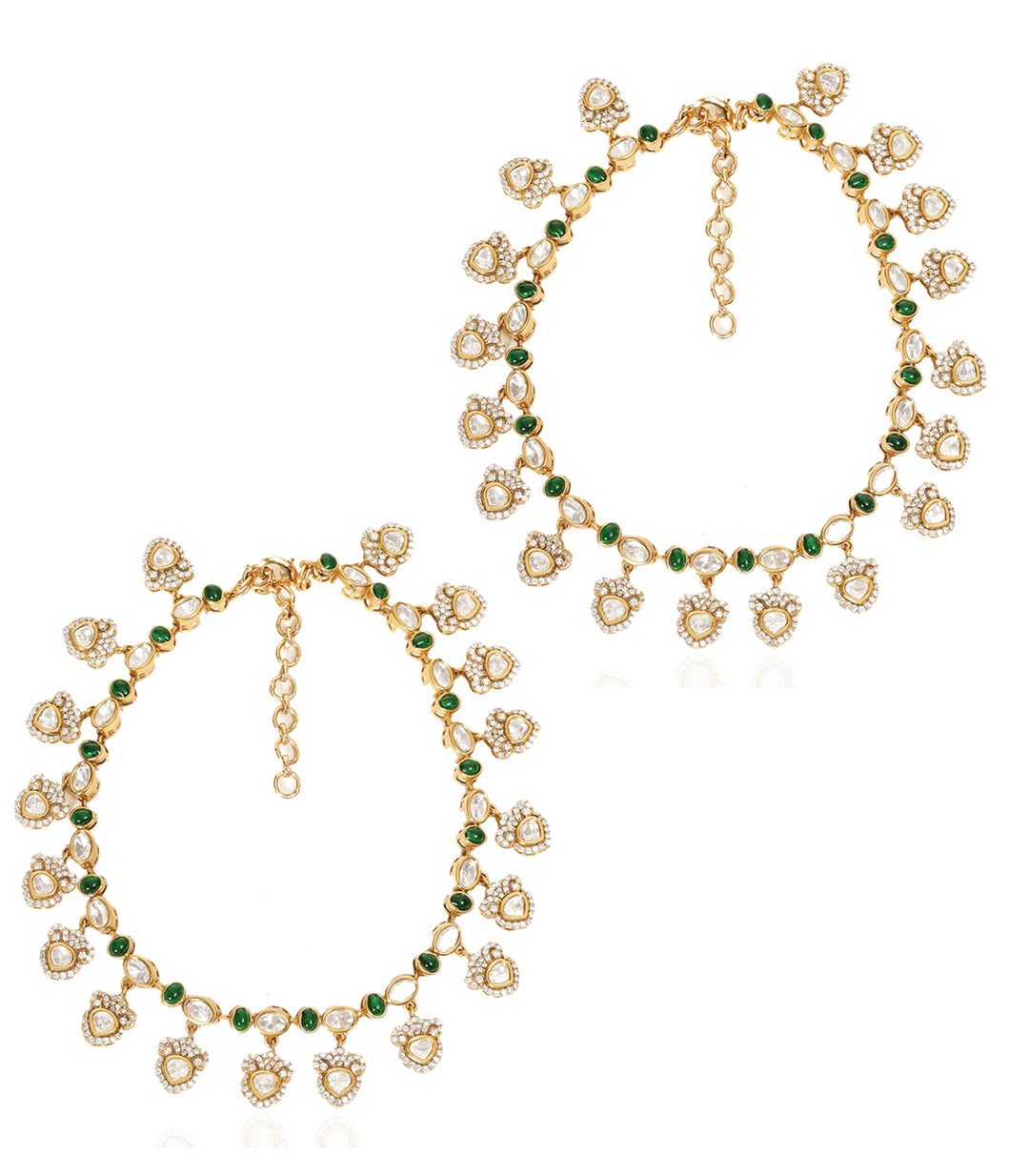 SIMRAN GREEN POLKI ANKLET