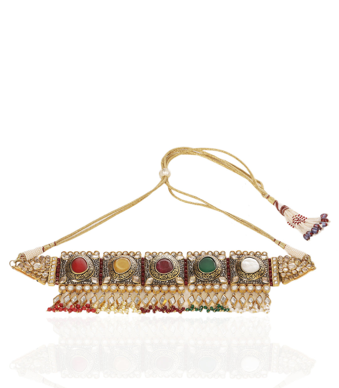TVESHA NAVRATAN KUNDAN NECKLACE SET
