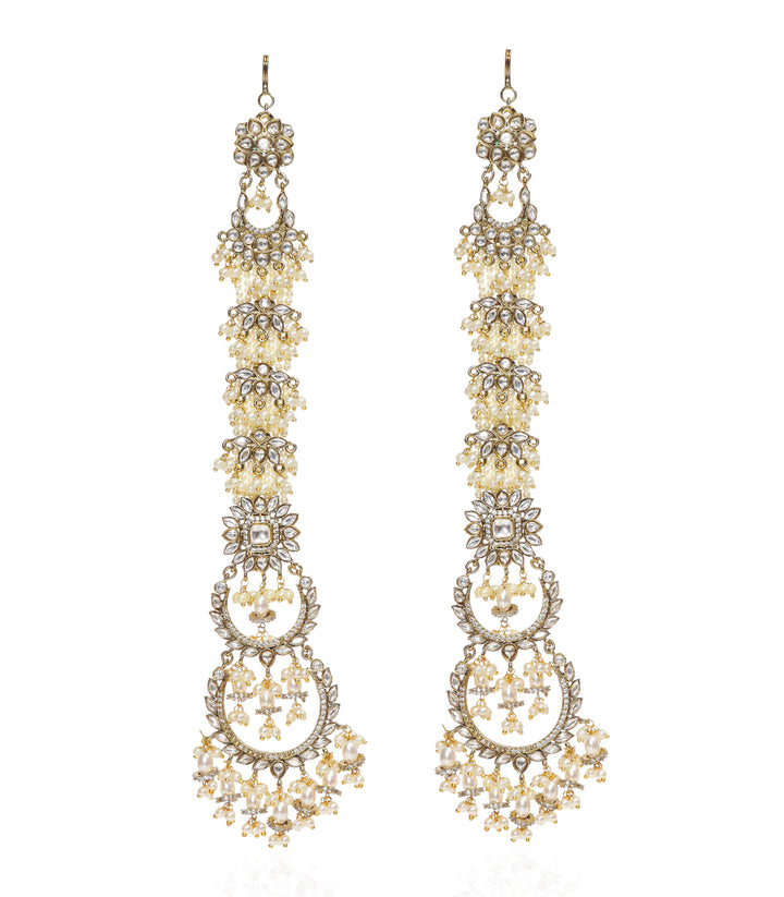 AASHIMA ANTIQUE FINISH WHITE POLKI CHANDBALI
