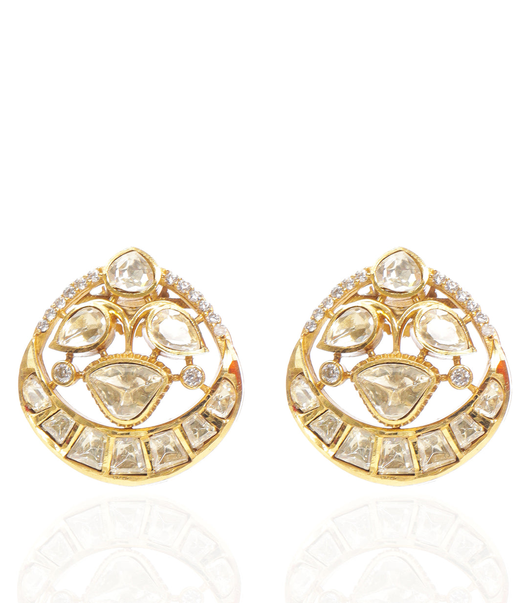 KRSHNAVI GOLD PLATED POLKI STUD
