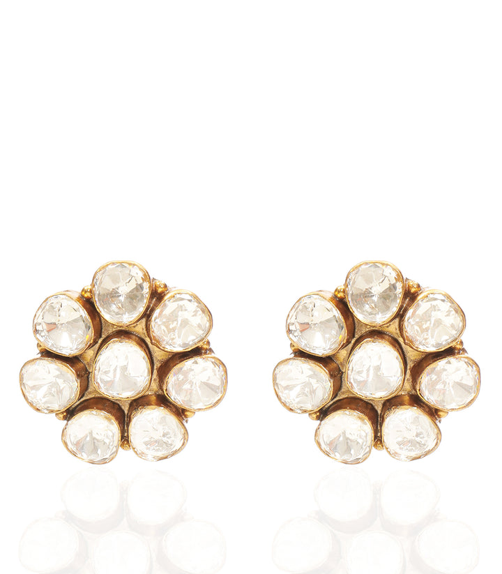 AMALA  GOLD PLATED POLKI STUD