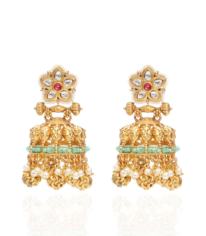 CHITRANGADA GOLD PLATED KUNDAN JHUMKA