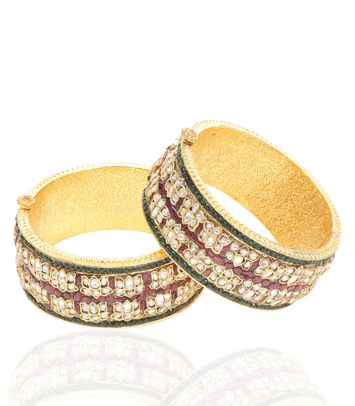 DHRUVI RED KUNDAN BANGLES