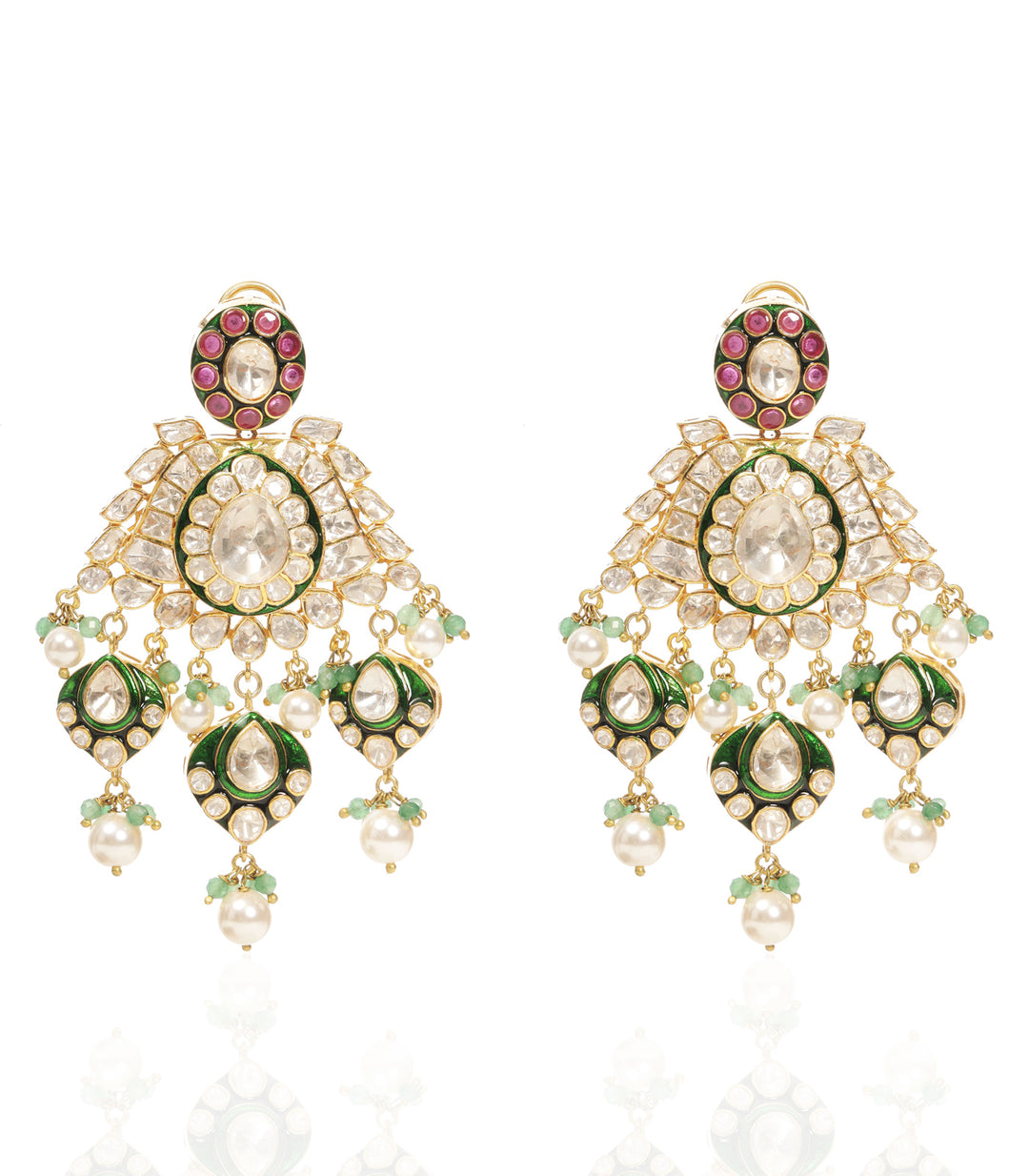 RUBINA RED & GREEN MOISSANITE LONG NECKLACE SET