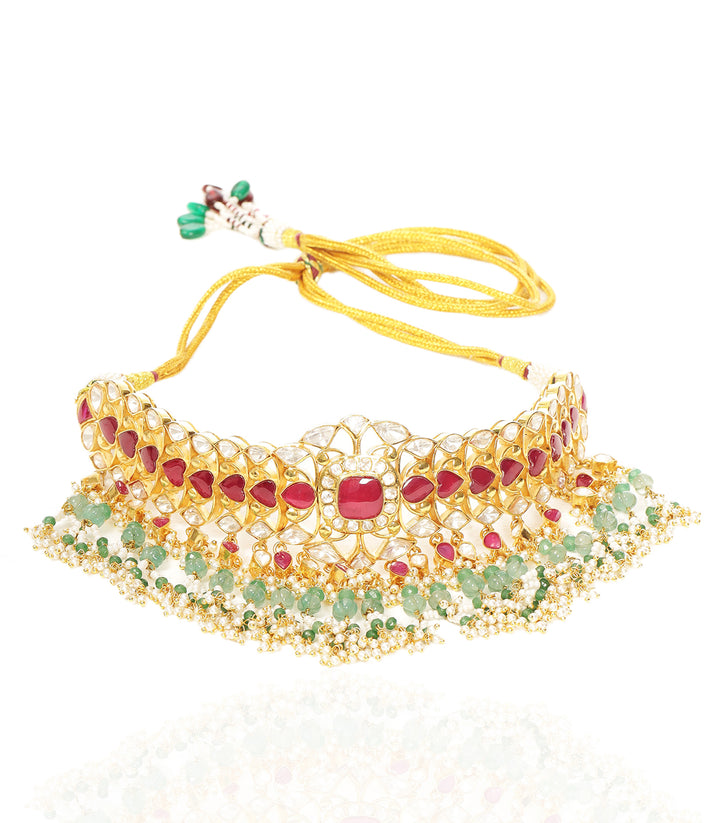 MYTHILI RED&GREEN MOISSANITE CHOKER