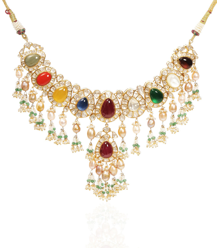DHRUVI GREEN MOISSANITE NECKLACE SET