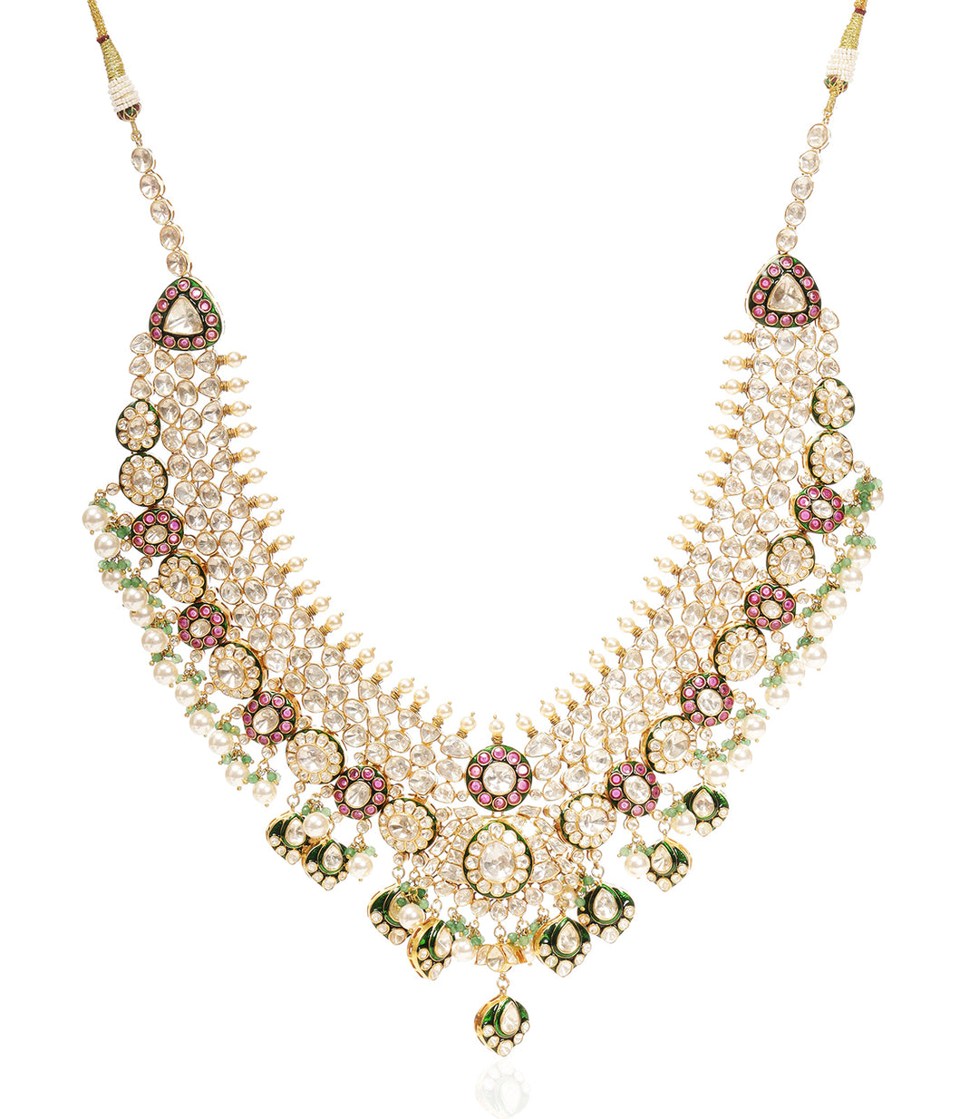 RUBINA RED & GREEN MOISSANITE LONG NECKLACE SET