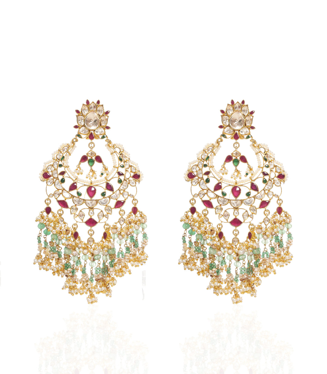 RISHIKA RED & GREEN MOISSANITE CHANDBALI