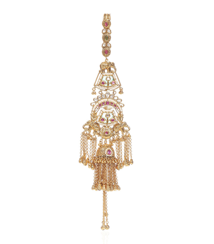 YADAVI  RED & GREEN  KUNDAN KEYCHAIN