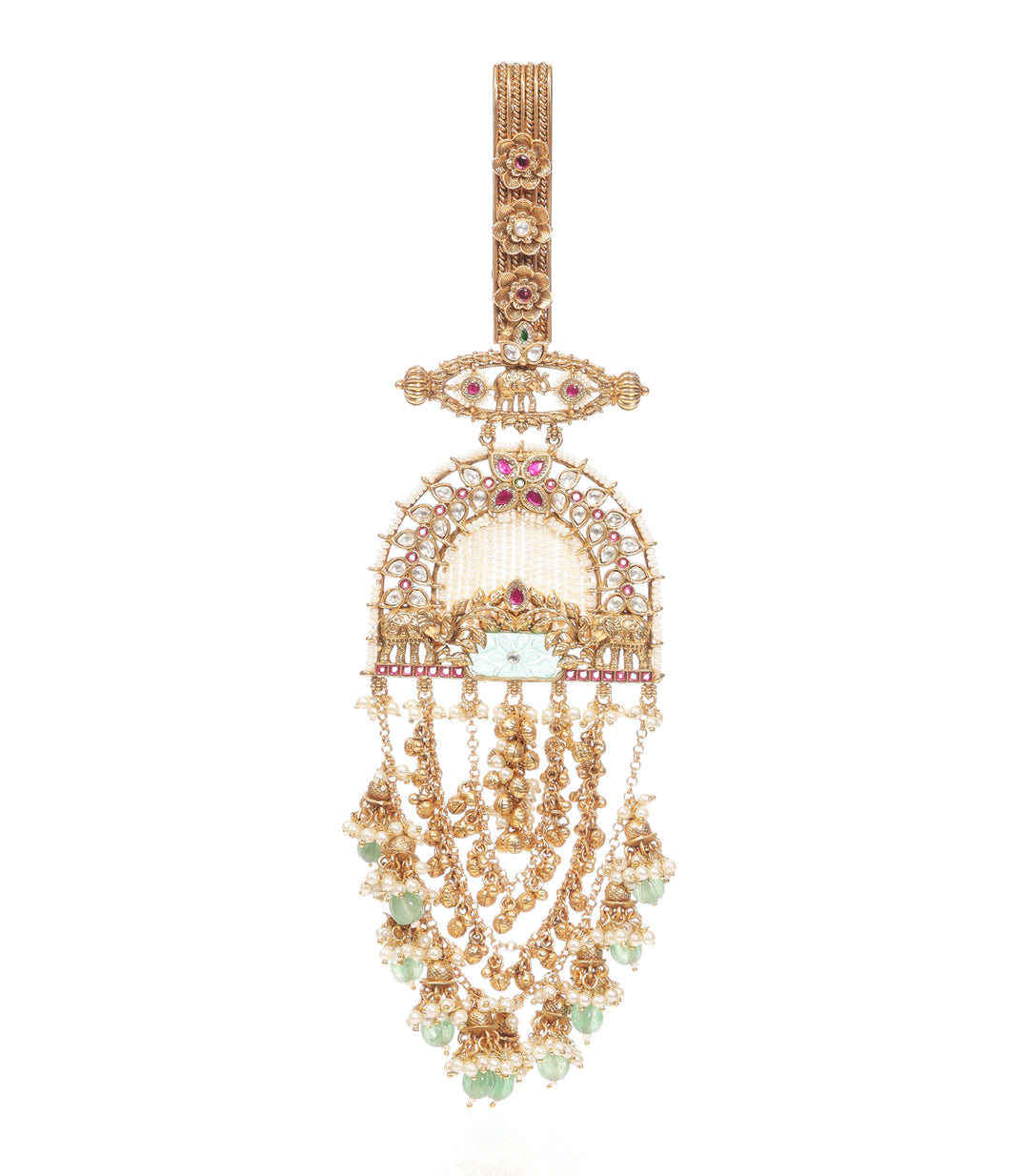 HEMA RED & GREEN  KUNDAN KEYCHAIN