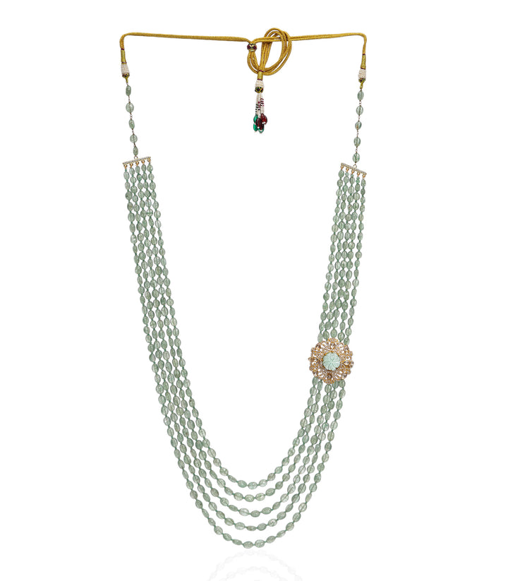 PALLAVI GREEN KUNDAN LONG NECKLACE
