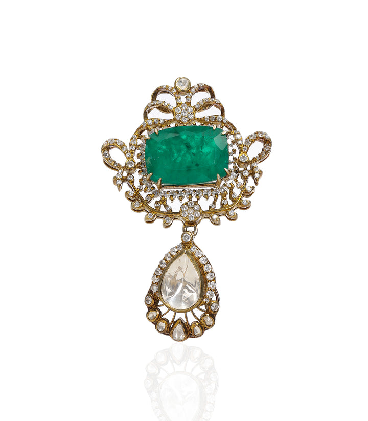 IKANTIKA GREEN MOISSANITE BROOCH