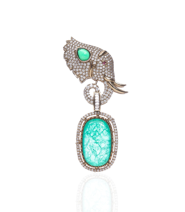VANI GREEN POLKI BROOCH