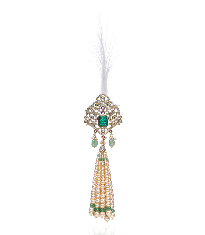 GOURI GREEN POLKI BROOCH