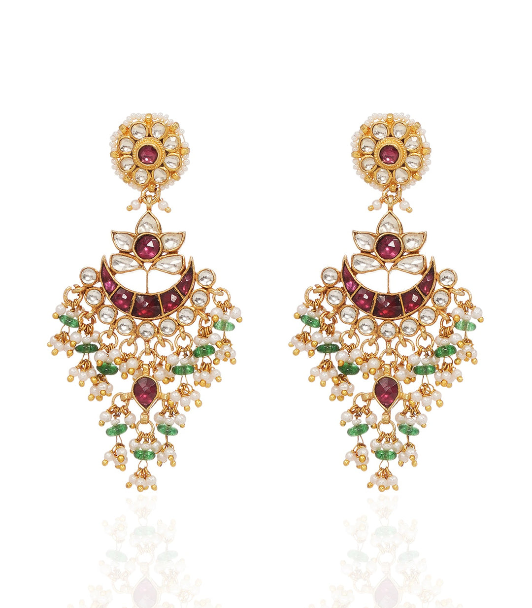 APARNA RED KUNDAN STATEMENT EARRING