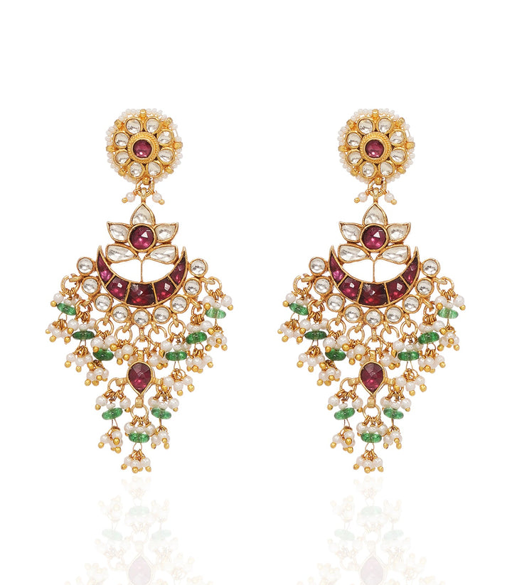 APARNA RED KUNDAN STATEMENT EARRING