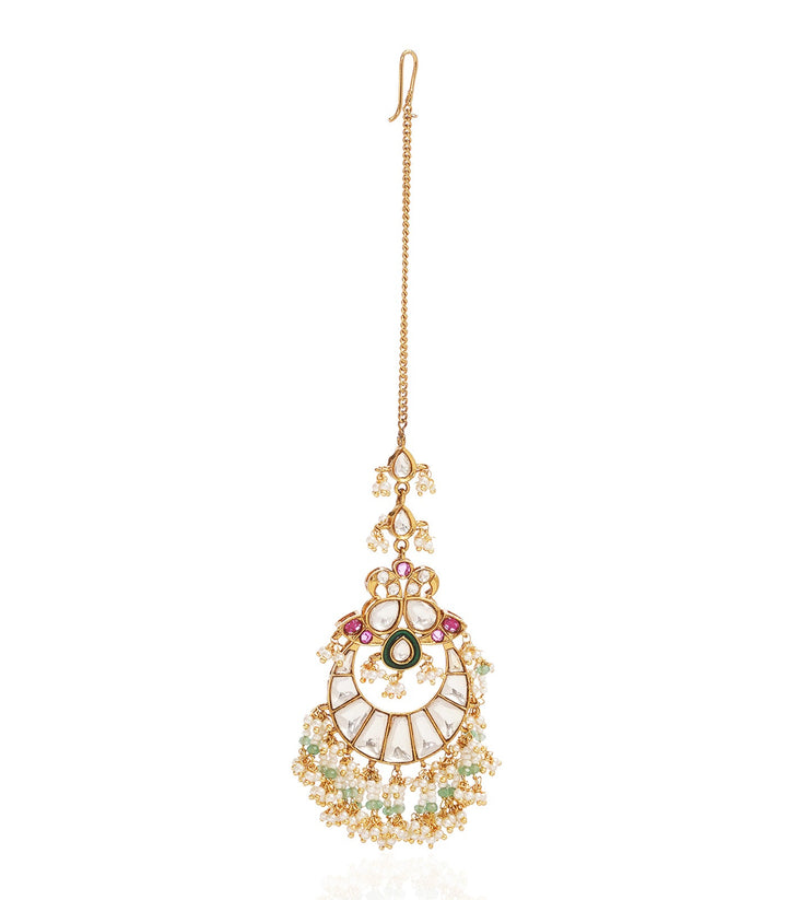 TRIVEDI RED & GREEN KUNDAN TIKA