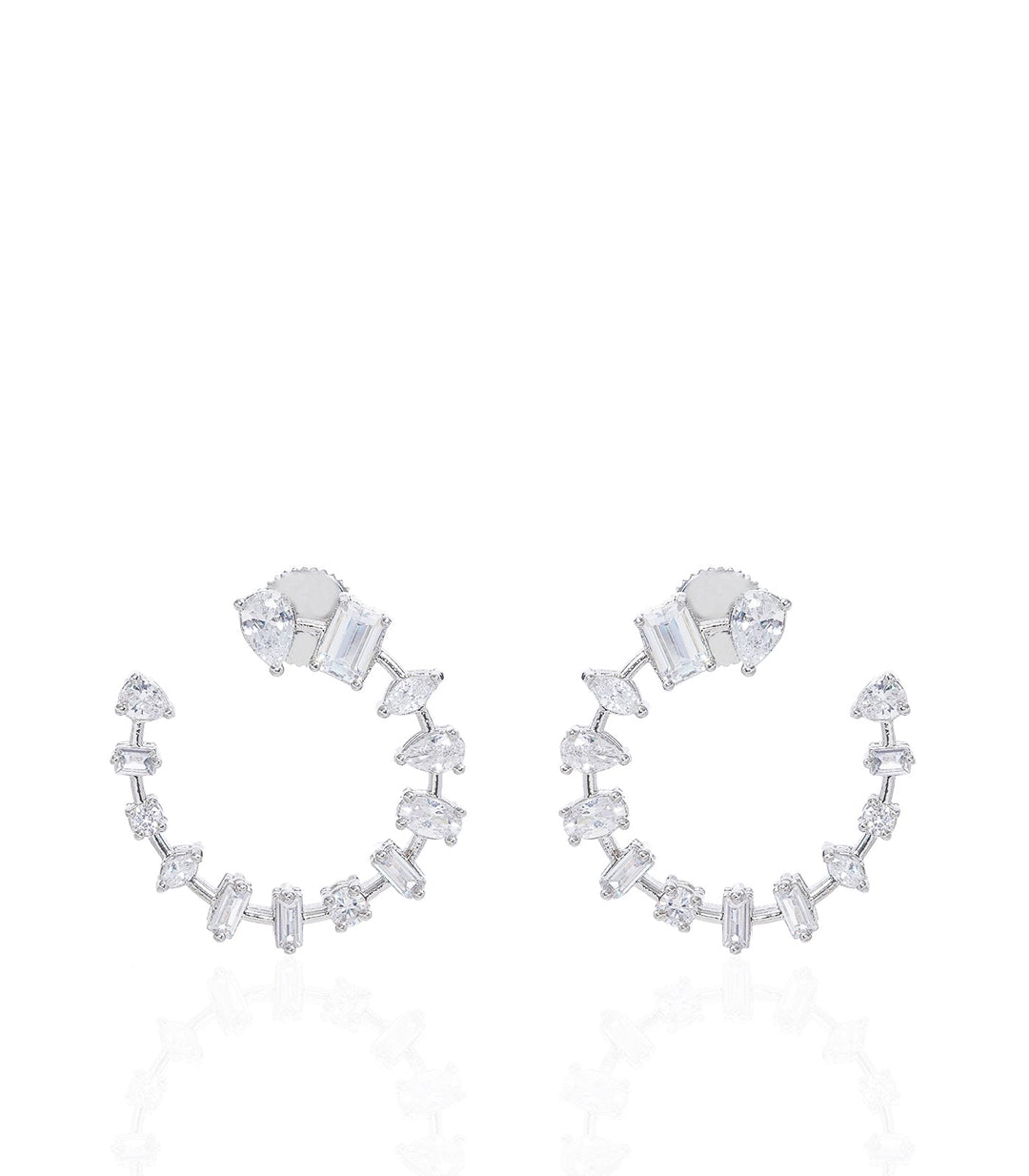 RUHI SILVER FINISH ZIRCON STUD