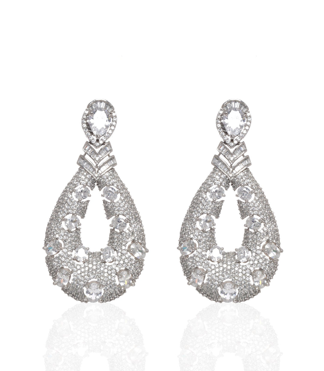 ANVITHA WHITE FINISH DIAMOND DANGLER EARRING