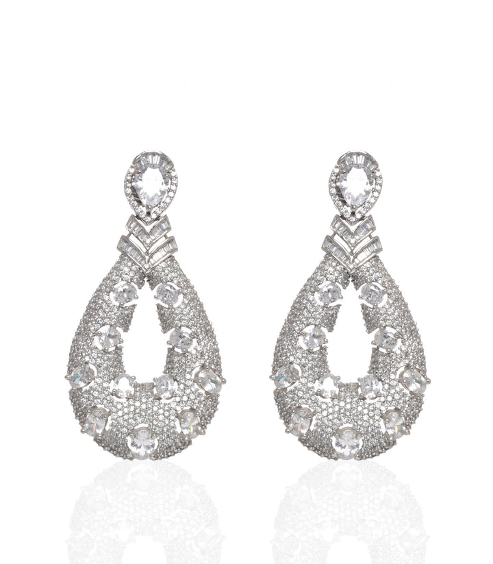 ANVITHA WHITE FINISH DIAMOND DANGLER EARRING