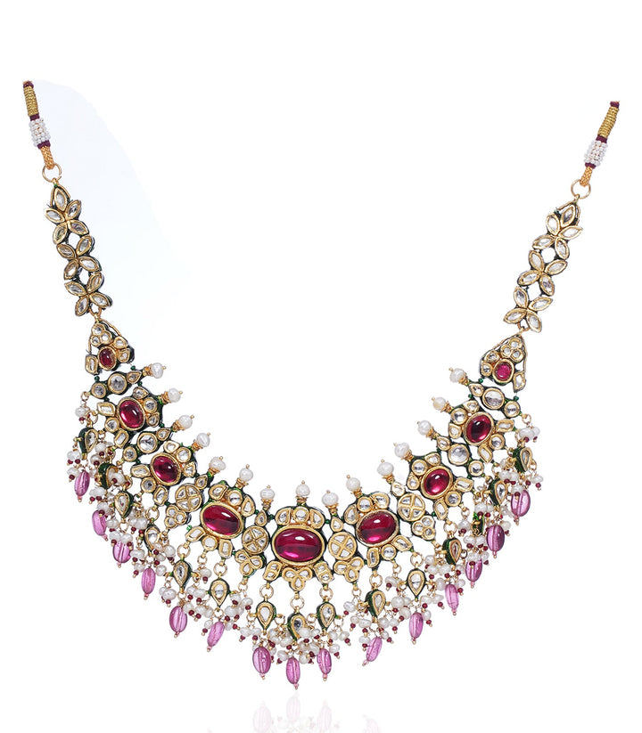 MADHAVI RED KUNDAN NECKLACE SET