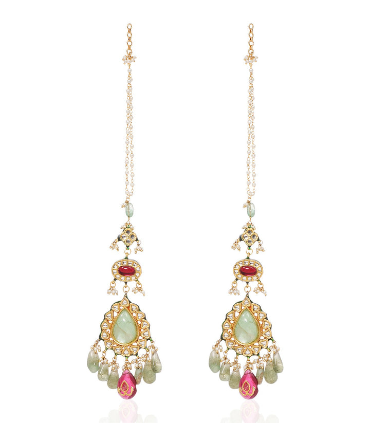 DHANI MINT GREEN KUNDAN STATEMENT EARRING
