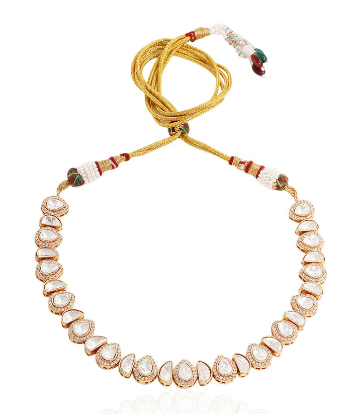 RUTVI WHITE POLKI LONG NECKLACE