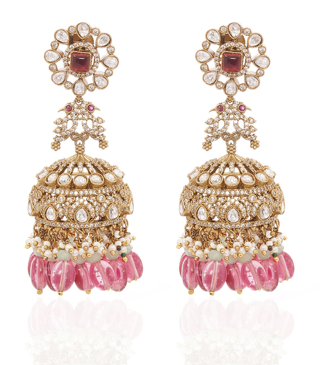 DIVYA PINK POLKI JHUMKA