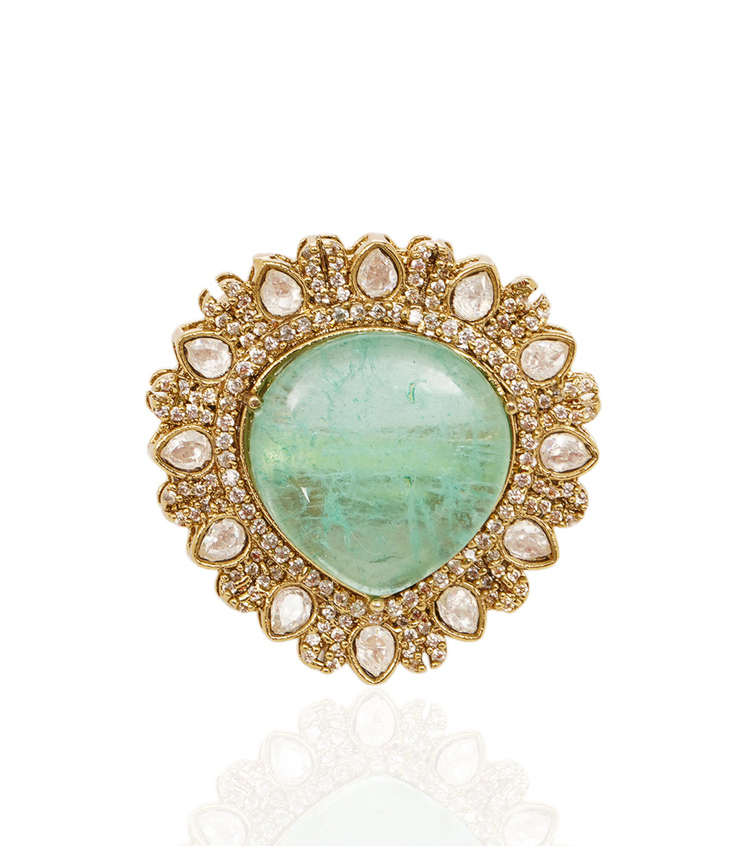 HRIDA MINT GREEN POLKI RING