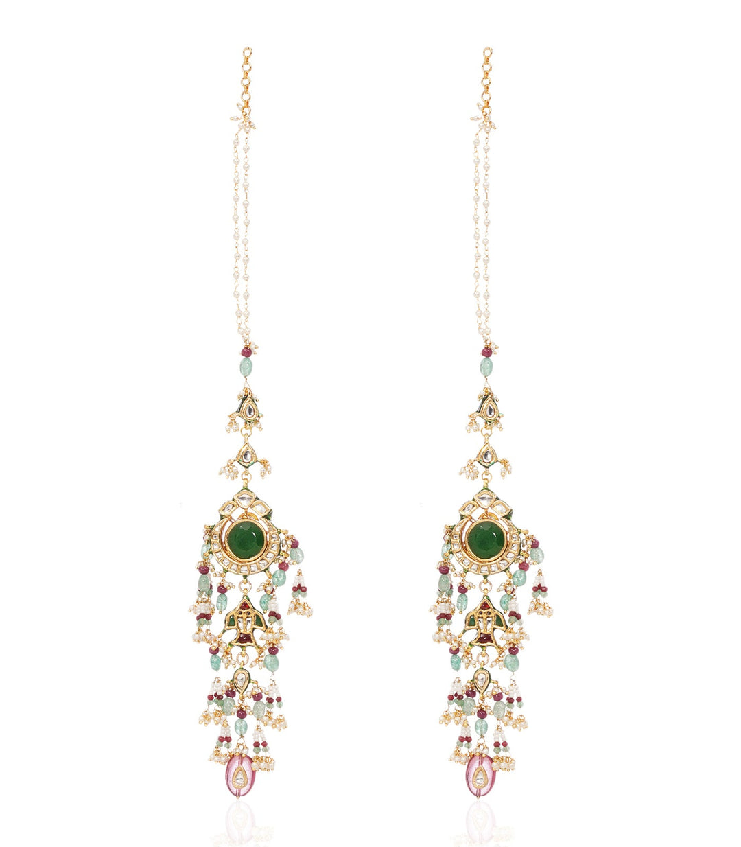 DISHI GREEN KUNDAN STATEMENT EARRING