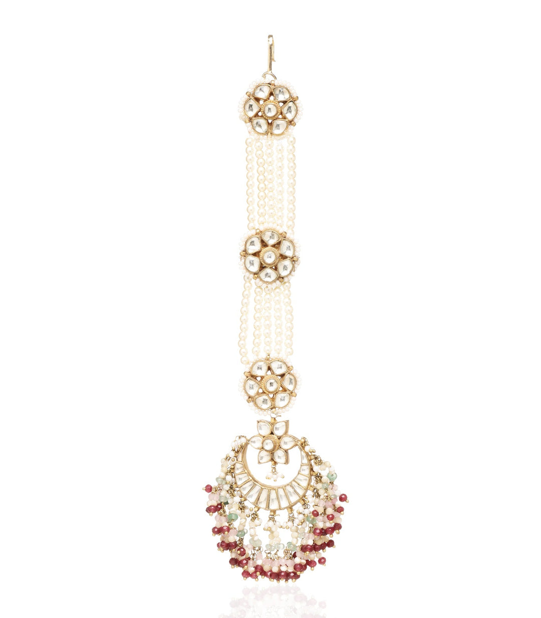 Sadhika Red & Green Kundan Tika