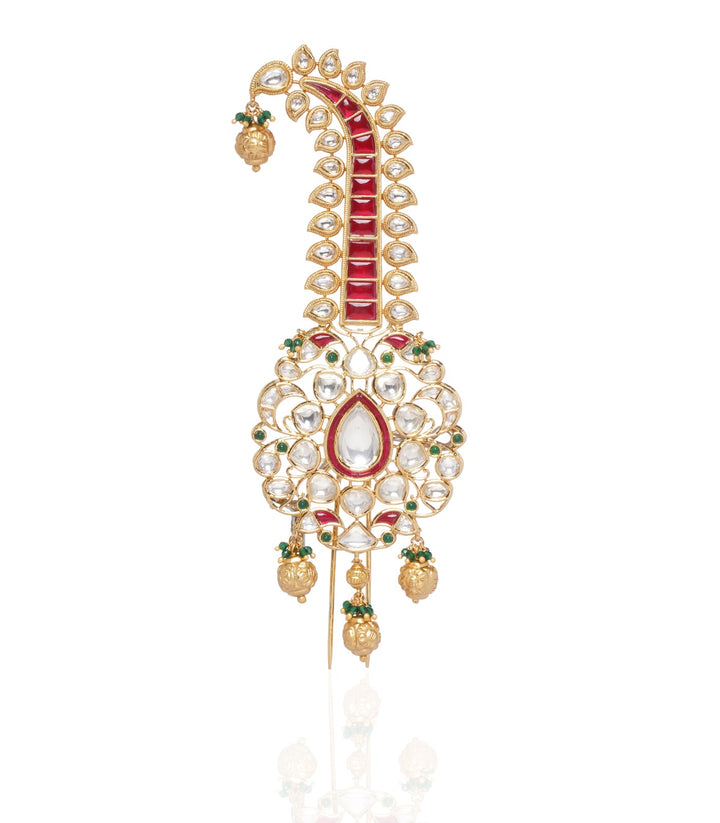 GOLD PLATED RED KUNDAN KALGI