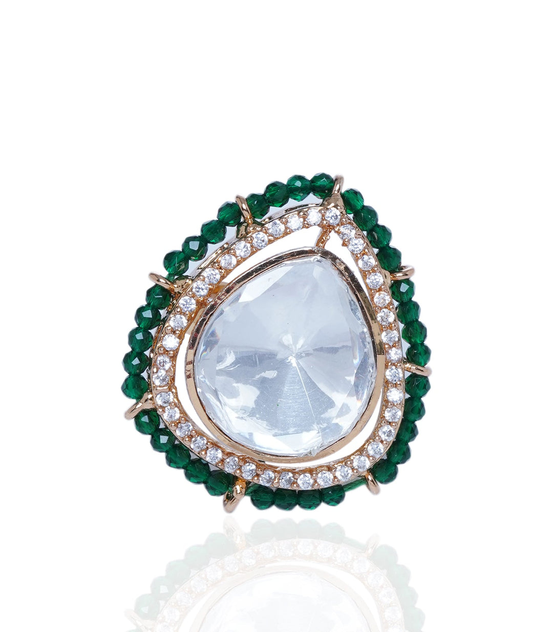 Sinhayana Green Polki Ring