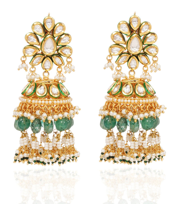 ADWETA GREEN KUNDAN JHUMKA