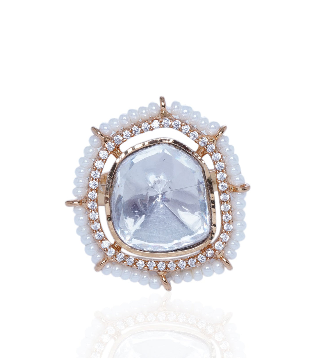 Mohini White Polki Ring