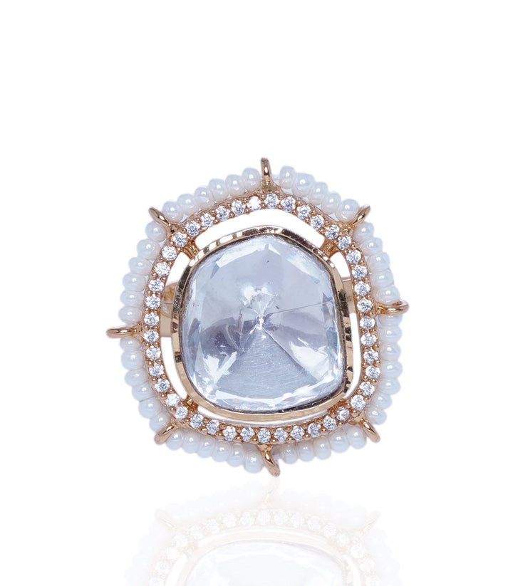Mohini White Polki Ring