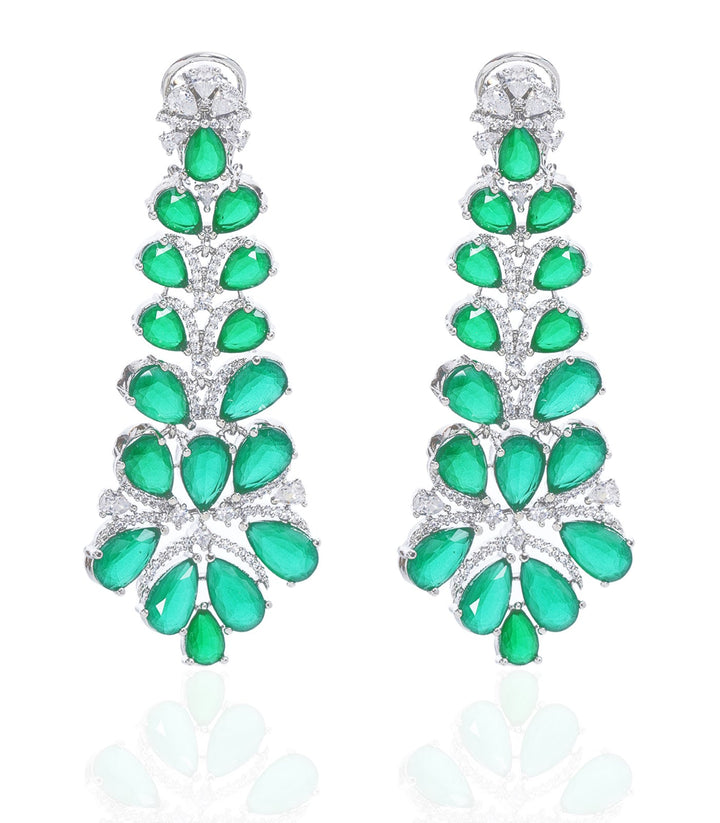 ZAREENA GREEN GREEN ONYX , ZIRCON ZIRCON EARRING