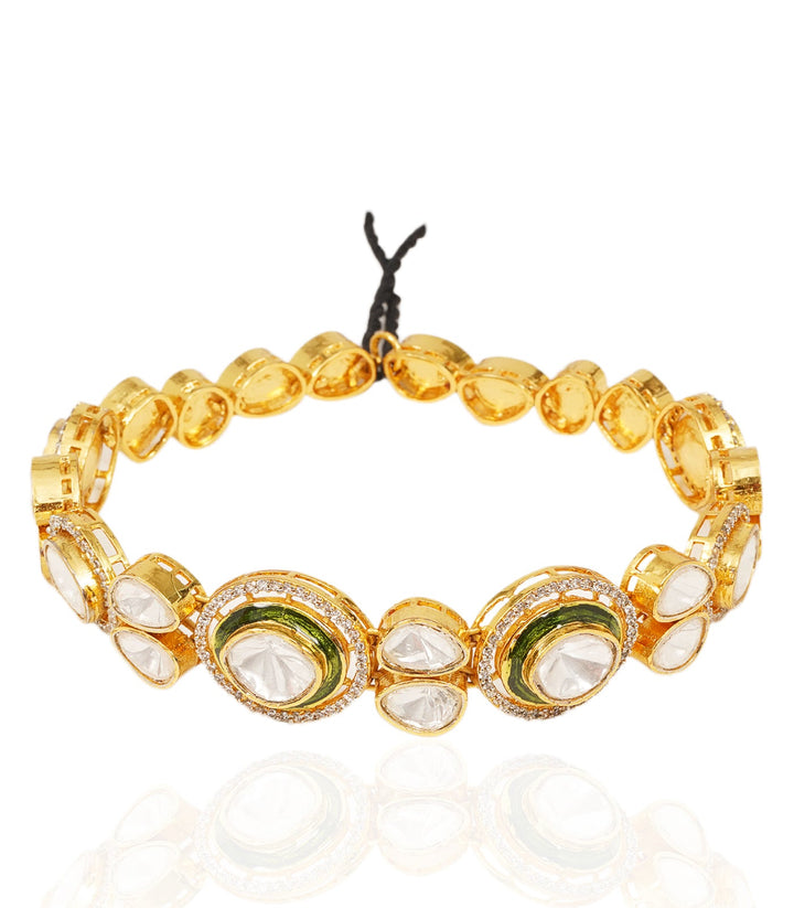 RAVYA GREEN POLKI SHEESH PECH