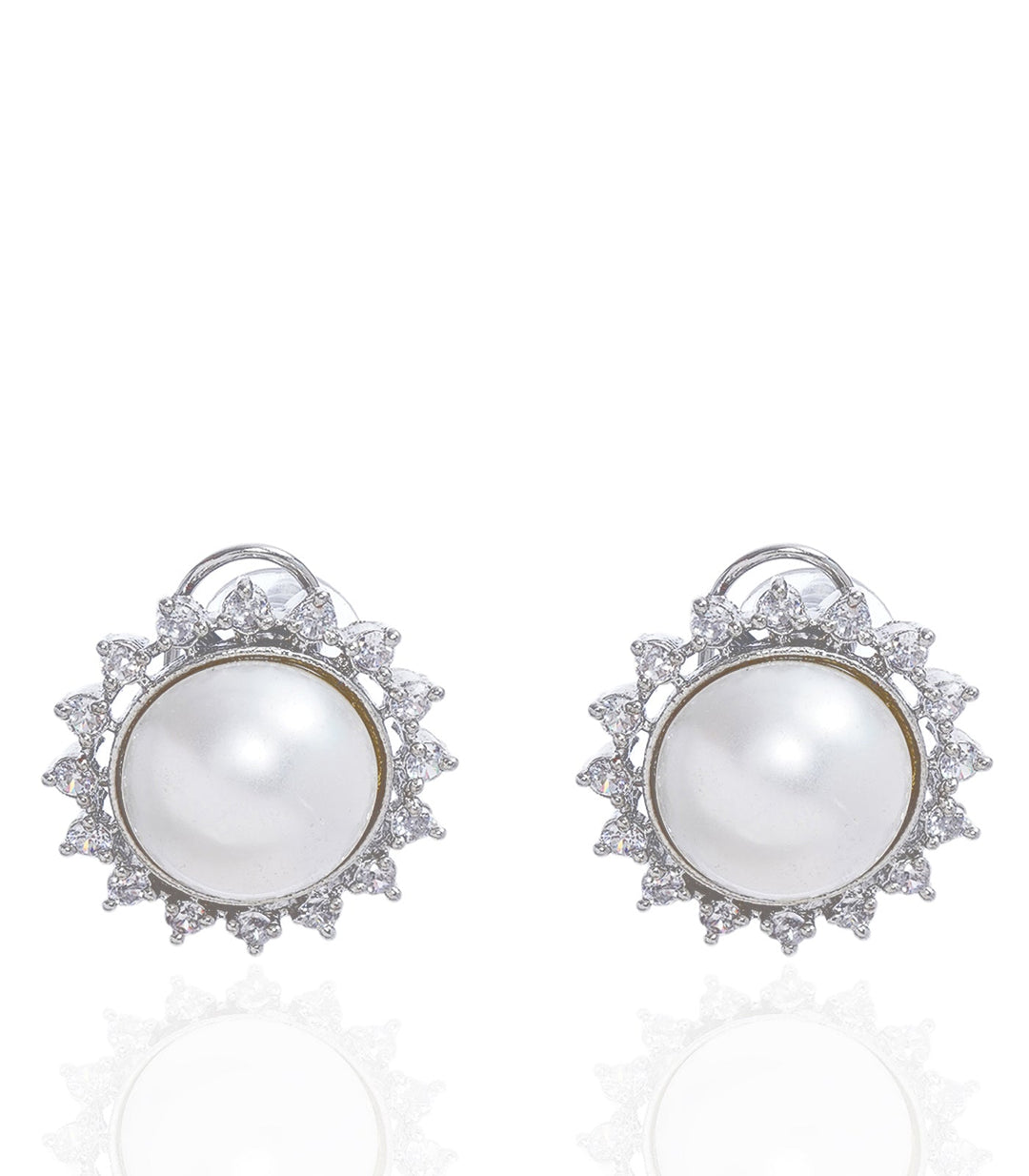 NANCY SILVER FINISH ZIRCON STUD