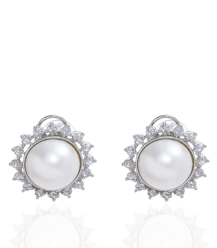 NANCY SILVER FINISH ZIRCON STUD