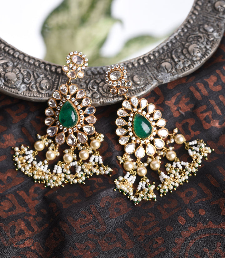 GAURI GREEN KUNDAN EARRINGS
