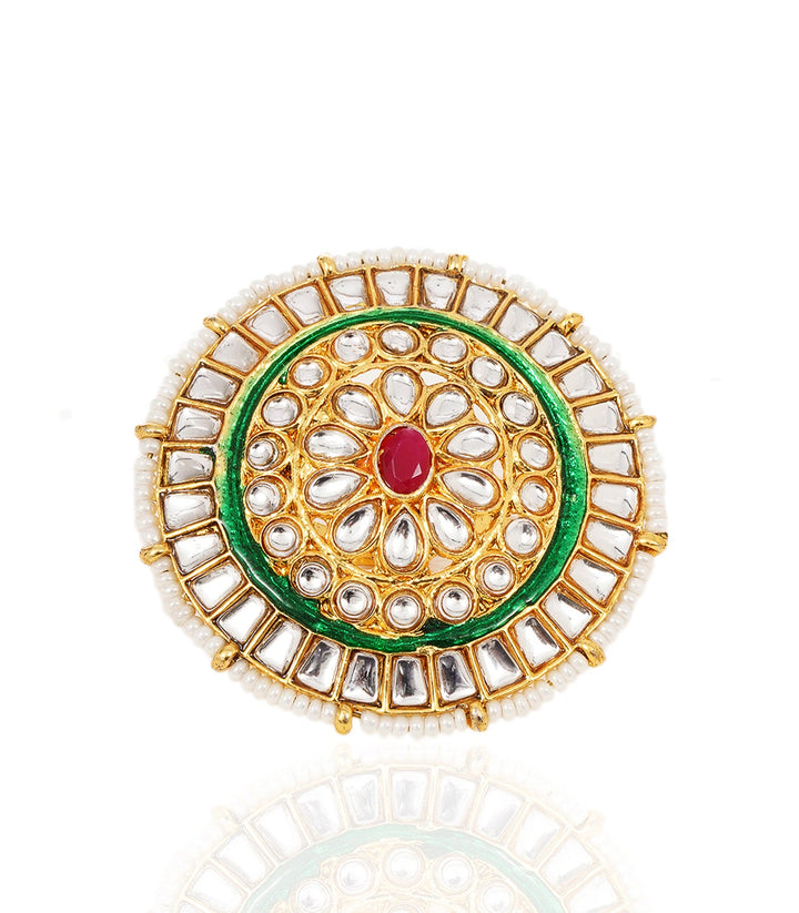DHRISHA RED & GREEN KUNDAN RING