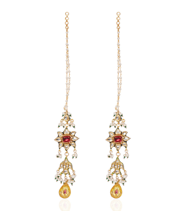 IKSHA RED KUNDAN STATEMENT EARRING