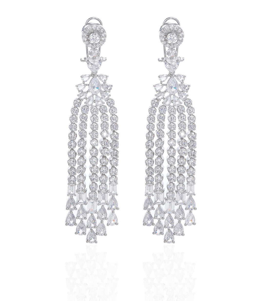 KATHY SILVER FINISH ZIRCON ZIRCON EARRING
