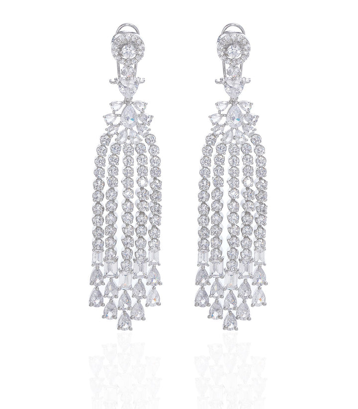 KATHY SILVER FINISH ZIRCON ZIRCON EARRING