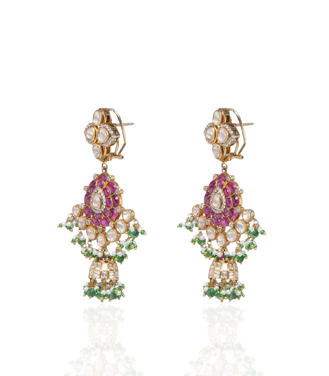 Tanishka Red & Green Moissanite Necklace Set