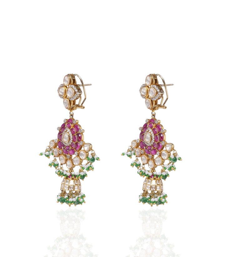 Tanishka Red & Green Moissanite Necklace Set