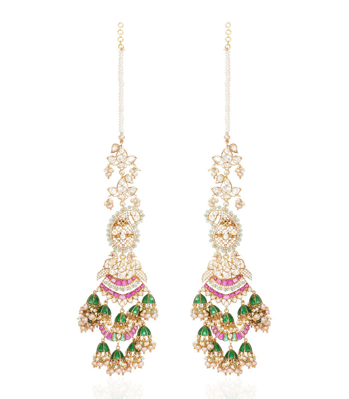 BARUNI RED & GREEN MOISSANITE JHUMKA