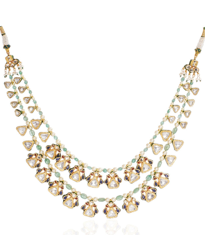 GAURIKA BLUE & REEN KUNDAN LONG NECKLACE